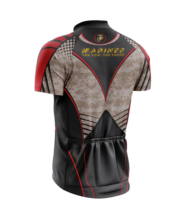 Classic Men's Marine Corps Cycling Jersey - USMC THE FEW. THE PROUD with camo and black