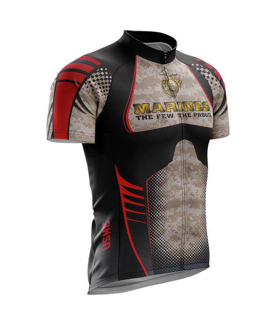 Classic Men's Marine Corps Cycling Jersey - USMC THE FEW. THE PROUD with camo and black