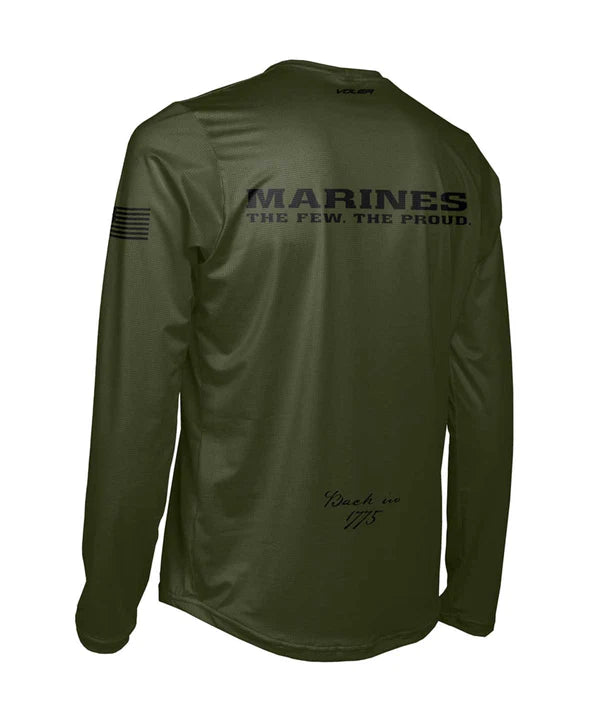 Men's USMC ENDURANCE LS AIR TEE Shirt - Olive and Black