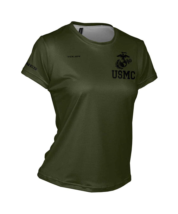 Women's USMC ENDURANCE AIR TEE - Oliver and Black